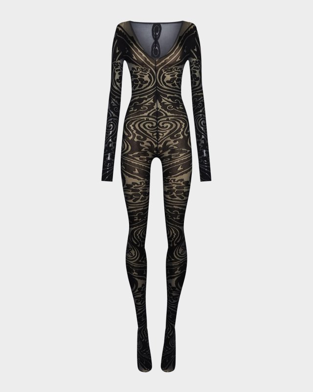 x Etro Tattoo Circular-Knit Catsuit